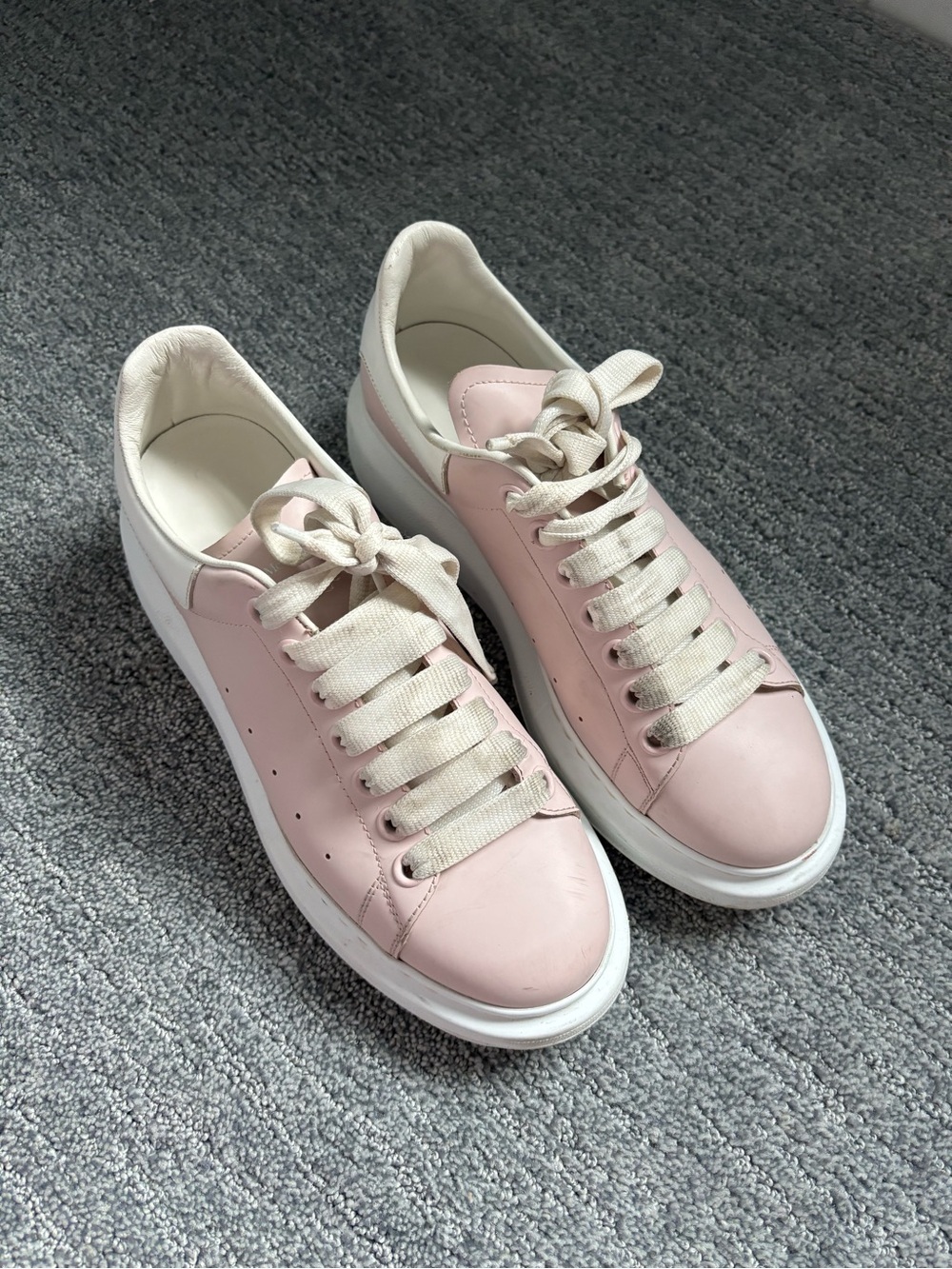 Alexander McQueen Pink and White Platform Sneakers